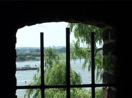 Rees : Rheinpromenade, Aussicht vom Mühlenturm über den Rhein